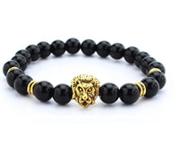 Bracelet Lion Head Turquoise Black Gold Plated Bead