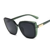 Brand Designer Cat Eye Sunglasses Woman Vintage Black Mirror Sun Glasses For Fashion Big Frame Cool Sexy Female Oculos