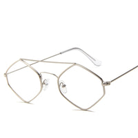 Diamond Sunglasses Women Retro Metal Double Beam Wild Eyeglasses Polygonal Ocean Glasses