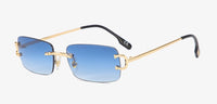 retro rectangular sunglasses rimless male female uv400 small sun glasses fashion blue pink gold metal birthday gifts