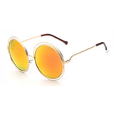 Vintage Oversize Round Sunglasses Women Alloy Around Hollow Frame Brand Designer Fashion Circling Frog Sun Glasses UV400