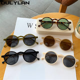 Retro Round Sunglasses Men  Brand Designer Vintage Small  Sun Glasses Women Fashionable Korean Style Eyewear Green UV400