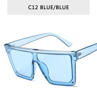 2022 Vintage Male Flat Top Sunglasses Men Brand Black Square Shades UV400 Gradient Sun Glasses For Men Cool One Piece Designer