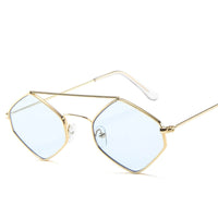 Diamond Sunglasses Women Retro Metal Double Beam Wild Eyeglasses Polygonal Ocean Glasses