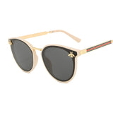 Cateye Sunglasses Women Vintage Bee Metal Sun Glasses For Women Pink Mirror Retro Shopping Luxury Oculos Feminino