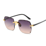 Vintage Rimless Square Sunglasses Women Luxury Fashion Oversized Sun Glasses Female Retro Pink Black Gradient Mirror Oculos