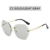 Brand Design Vintage Rimless Pilot Sunglasses Women Men Retro Cutting Lens Gradient Sun Glasses Female UV400