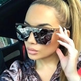 Oversized Sunglasses Women Big Frame Square Flat Top Rivet Gradient Lens Sun Glasses Female Men Vintage Mirror Shades UV400