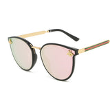 Cateye Sunglasses Women Vintage Bee Metal Sun Glasses For Women Pink Mirror Retro Shopping Luxury Oculos Feminino