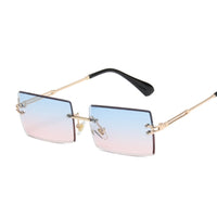 Square Sunglasses Women Brand Designer Rimless Mirror Sun Glasses Female Small Frame Gradient Lunette Soleil Femme