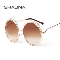 Vintage Oversize Round Sunglasses Women Alloy Around Hollow Frame Brand Designer Fashion Circling Frog Sun Glasses UV400