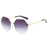 Diamond Cut-edge Sunglasses Ladies European and American Metal Polygon Rimless Sunglasses Outdoor Sunscreen Sunglasses
