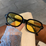 Square Sunglasses Women 2022 Luxury Brand Designer New Retro Clear Yellow Sun Glasses Men Vintage Rivet Shades for Women