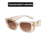 Retro Frame Rectangle Sunglasses for Women 2021 Luxury V Sun Glasses Men Fashion Jelly Sunglasses with Metal Hinges UV400