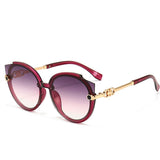 Vintage Cat Eye Round Sunglasses Women&#39;s Korean Version Metal Rimless Gradient Sun Glasses Luxury Shades UV400