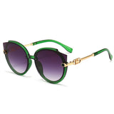 Vintage Cat Eye Round Sunglasses Women&#39;s Korean Version Metal Rimless Gradient Sun Glasses Luxury Shades UV400