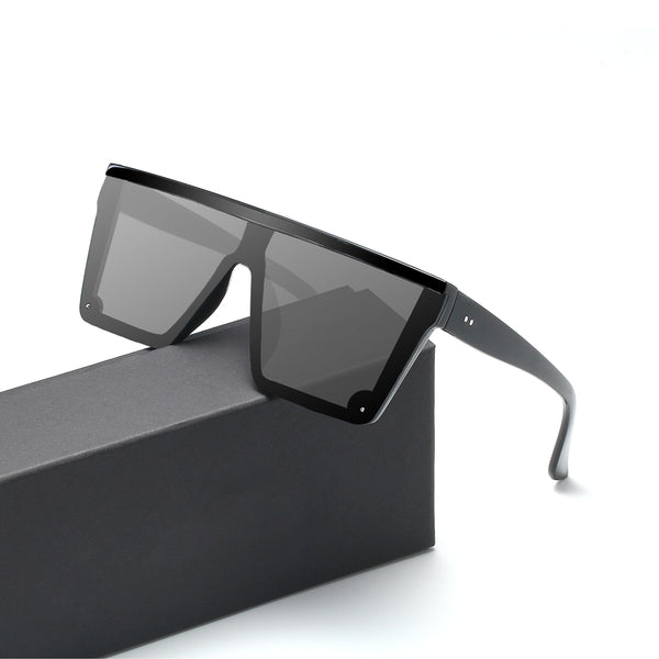 Oversized Sunglasses Women Square Flat Top Rivet Gradient Lens  Big Frame Sun Glasses Female Men Vintage Mirror Shades