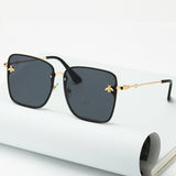 Lady Oversize Rimless Square Bee Sunglasses Women Brand Fashion Small Bee Gradient Sun Glasses Female UV400
